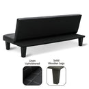 Sarantino 2 Seater Modular Faux Leather Fabric Sofa Bed Couch - Black-7