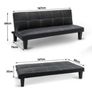 Sarantino 2 Seater Modular Faux Leather Fabric Sofa Bed Couch - Black-8