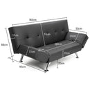 Sarantino Brooklyn Sofa Bed Lounge Faux Leather Couch Futon Furniture Adjustable Suite Gr-6