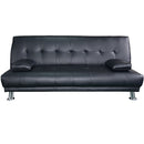 Sarantino Manhattan Sofa Bed Faux Leather Lounge Couch Futon Furniture Suite - Black-1