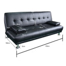 Sarantino Manhattan Sofa Bed Faux Leather Lounge Couch Futon Furniture Suite - Black-4