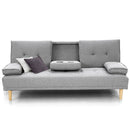 Sarantino Rochester Linen Fabric Sofa Bed Lounge Couch Futon Furniture Suite - Light Grey-1