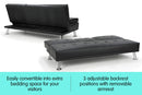 Sarantino Rochester Faux Leather Sofa Bed Lounge Couch Futon Furniture Suite - Black-4