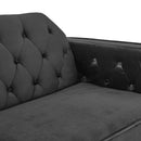 Sarantino Faux Velvet Tufted Sofa Bed Couch Futon - Black-9