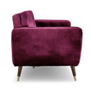 Sarantino Faux Velvet Tufted Sofa Bed Couch Futon - Burgundy-3