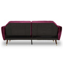 Sarantino Faux Velvet Tufted Sofa Bed Couch Futon - Burgundy-4