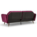 Sarantino Faux Velvet Tufted Sofa Bed Couch Futon - Burgundy-5