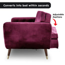 Sarantino Faux Velvet Tufted Sofa Bed Couch Futon - Burgundy-10