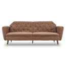 Sarantino Faux Velvet Tufted Sofa Bed Couch Futon - Brown-1