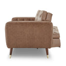 Sarantino Faux Velvet Tufted Sofa Bed Couch Futon - Brown-5