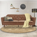Sarantino Faux Velvet Tufted Sofa Bed Couch Futon - Brown-9