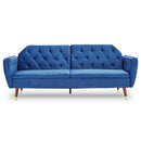 Sarantino Faux Velvet Sofa Bed Couch Furniture Lounge Suite Futon Blue-1