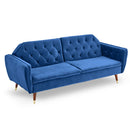 Sarantino Faux Velvet Sofa Bed Couch Furniture Lounge Suite Futon Blue-5