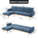 Sarantino 3-Seater Corner Sofa Bed with Chaise Lounge - Blue-9