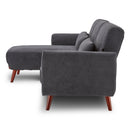 Sarantino Faux Velvet Sofa Bed Couch Lounge Chaise Cushions Dark Grey-4