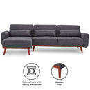 Sarantino Faux Velvet Sofa Bed Couch Lounge Chaise Cushions Dark Grey-10