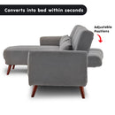 Sarantino Faux Velvet Sofa Bed Couch Lounge Chaise Cushions Light Grey-6
