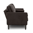 Sarantino Faux Velvet Sofa Bed Couch Furniture Lounge Suite - Black-3