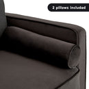 Sarantino Faux Velvet Sofa Bed Couch Furniture Lounge Suite - Black-11