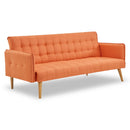 Sarantino 3 Seater Modular Linen Fabric Sofa Bed Couch Armrest Orange-1