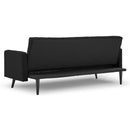 Sarantino Tufted Faux Linen 3-Seater Sofa Bed with Armrests - Black-7