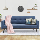 Sarantino Tufted Faux Linen 3-Seater Sofa Bed with Armrests - Blue-12