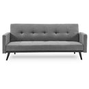 Sarantino Tufted Faux Linen 3-Seater Sofa Bed with Armrests - Light Grey-1