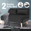 Sarantino 2-Seater Adjustable Sofa Bed Lounge Faux Velvet - Black-5