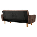 Sarantino 3-Seater Fabric Sofa Bed Futon - Brown-8