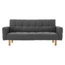 Sarantino 3-Seater Fabric Sofa Bed Futon - Dark Grey-1
