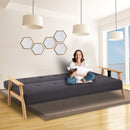 Sarantino 3 Seater Linen Fabric Wood Sofa Bed Lounge Couch Dark Grey-6