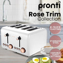 Pronti 4 Slice Toaster Rose Trim Collection - White-8