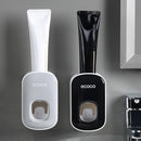 Ecoco Wall mount auto ands Free Toothpaste Dispenser Automatic Toothpaste Squeezer Bathroom Toothpaste Holder Black-2