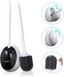 Ecoco Silicone Water Drop Toilet Brush Holder Set Wall-Mounted Cleaning Brush Tool Black-1