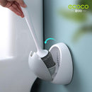 Ecoco Silicone Water Drop Toilet Brush Holder Set Wall-Mounted Cleaning Brush Tool Grey-9