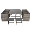 Bali 11 Piece Outdoor Dining Set-Grey-5
