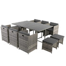 Bali 11 Piece Outdoor Dining Set-Grey-4