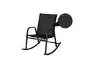 Rocking Chair High Back Rocker Chairs Steel Metal Textilene Fabric-Black-5