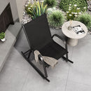 Rocking Chair High Back Rocker Chairs Steel Metal Textilene Fabric-Black-1
