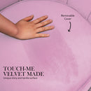 Armchair Lounge Chair Accent Velvet Shell Scallop + Round Ottoman Footstool PINK-6