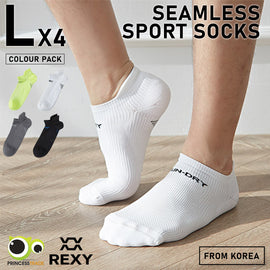 4X Rexy Seamless Sport Sneakers Socks Large Non-Slip Heel Tab MULTI COLOUR - 0