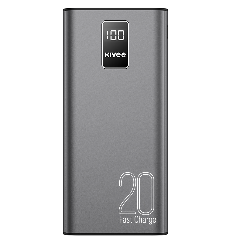 KIVEE PT23 20000mAh Power Bank with Digital Display Black - 0