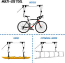 Kayak Bike Hoists Hanger Ladder Ceiling Mount 20kg Capacity Hooks Pulleys-5