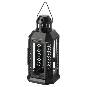 5 Pack of Black Metal Miners Lantern Summer Wedding Home Party Room Balconey Deck Decoration 21cm Tealight Candle - 0
