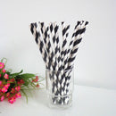 200 Pack Black White Drinking Straws Biodegradable Eco Paper Birthday Party Event Bistro Bar Cafe Take Away-2