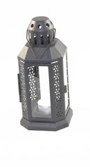 Dark Grey Metal Miners Lantern Summer Wedding Home Party Room Balconey Deck Decoration 21cm Tealight Candle-6