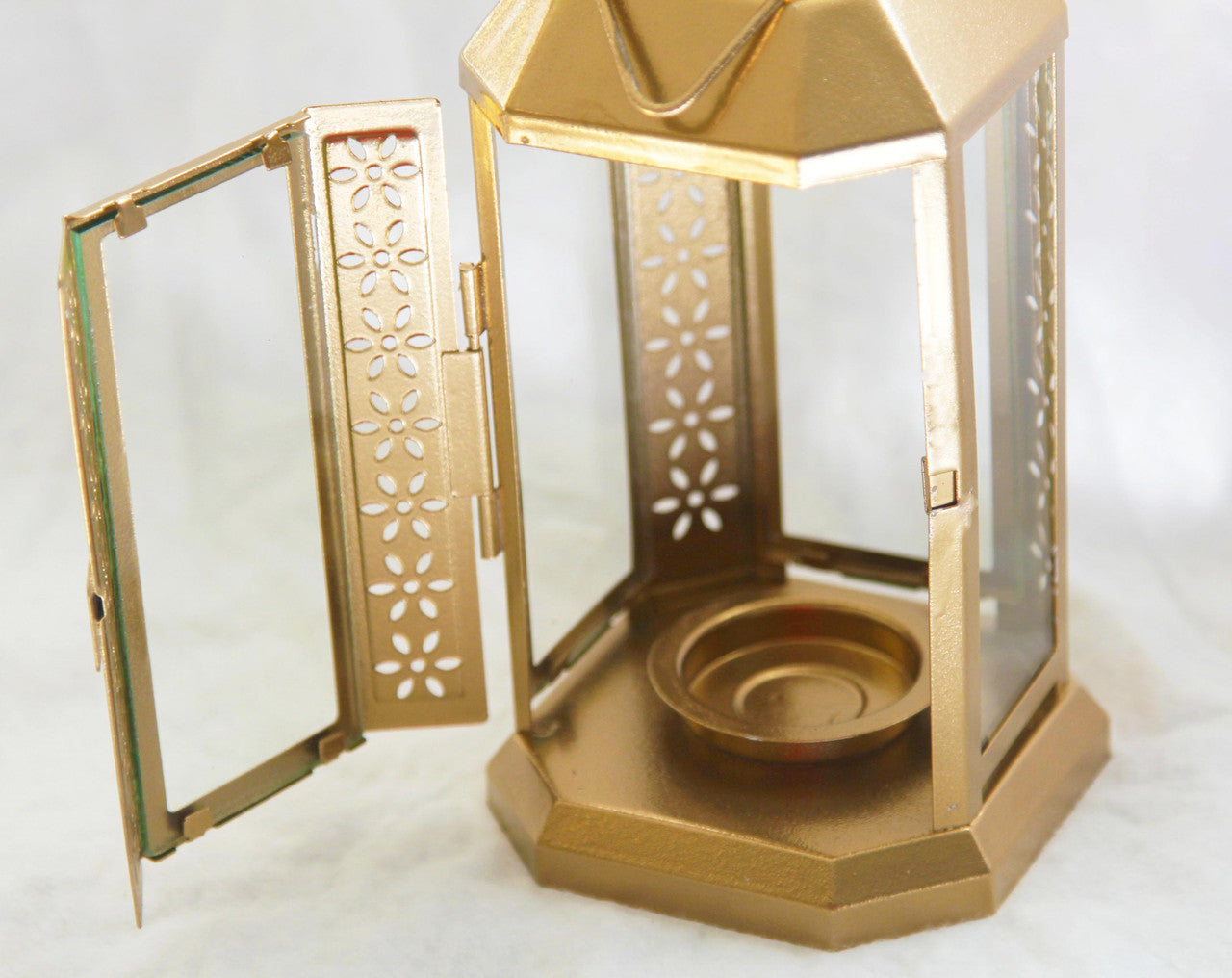 10 Pack of Gold Metal Miners Lantern Summer Xmas Wedding Home Party Room Balconey Deck Decoration 21cm Tealight Candle - 0