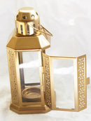 5 Pack of Gold Metal Miners Lantern Summer Xmas Wedding Home Party Room Balconey Deck Decoration 21cm Tealight Candle-5