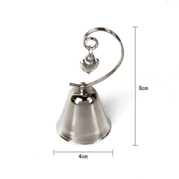 10 Pack of Silver Wedding Kissing Bell Name Card Stand Holder with Heart in Ring Bomboniere Favour Gift - 0