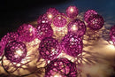 1 Set of 20 LED Cassis Purple 5cm Rattan Cane Ball Battery Powered String Lights Christmas Gift Home Wedding Party Bedroom Decoration Table Centrepiece-5